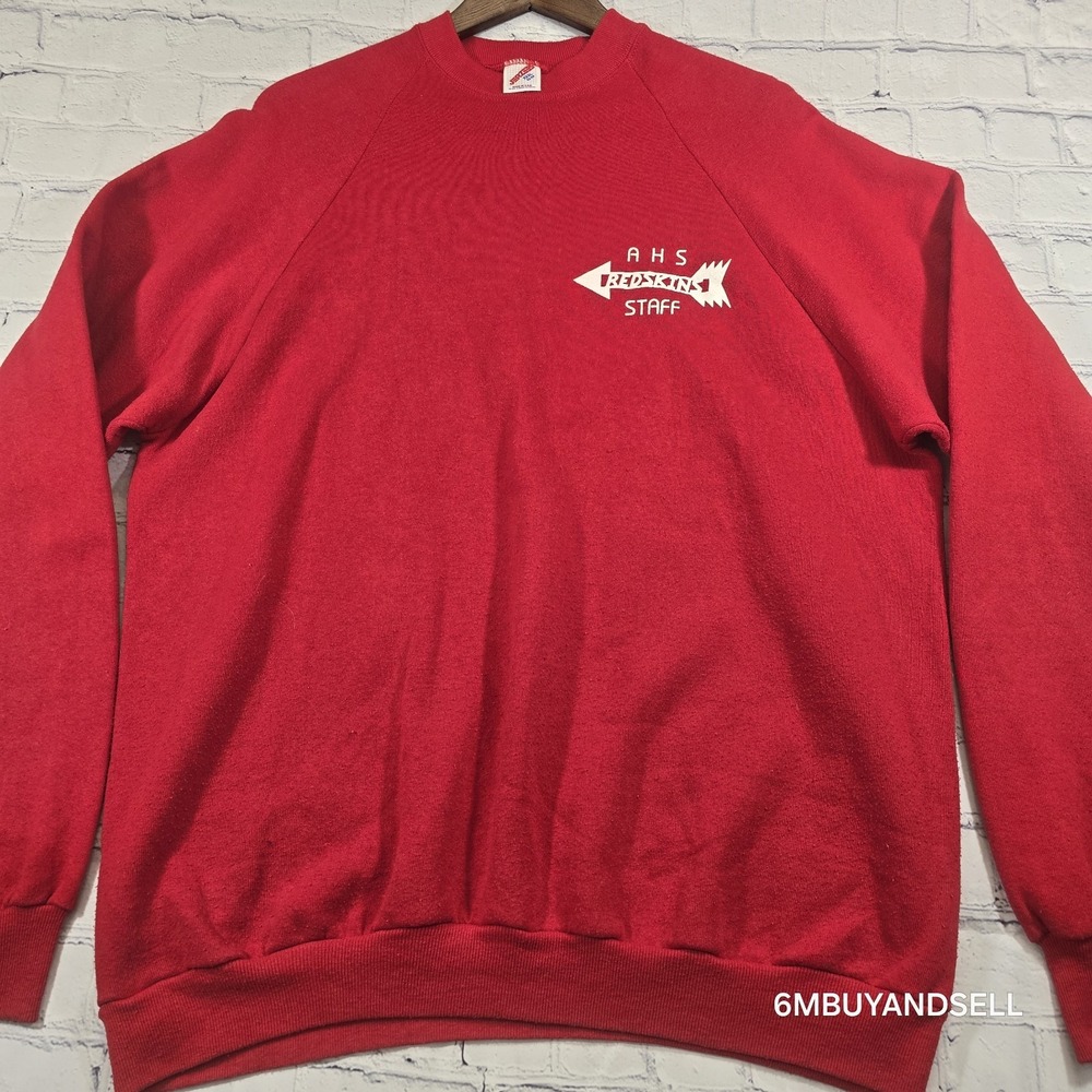 Vintage Jerzees Sweatshirt XXXL Red AHS Redskins Staff Made in USA Russell Corp